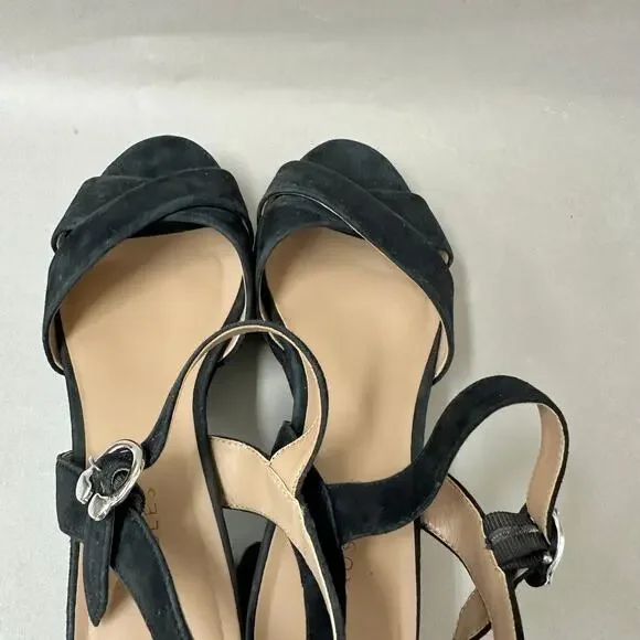 Aerosoles Cosmos Crisscross Platform Sandal in Black Suede Size 9 Block Heel - Picture 10 of 15